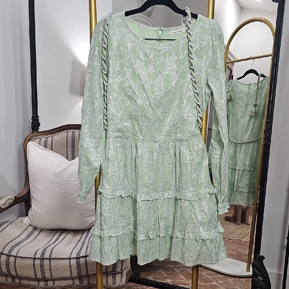 Roller Rabbit Mint Green Patterned Long Sleeve Dr… - image 4